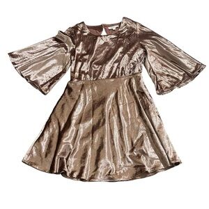 NWOT Shabby Chic Shimmering Metallic Pink Dress with Flared Sleeves Size M